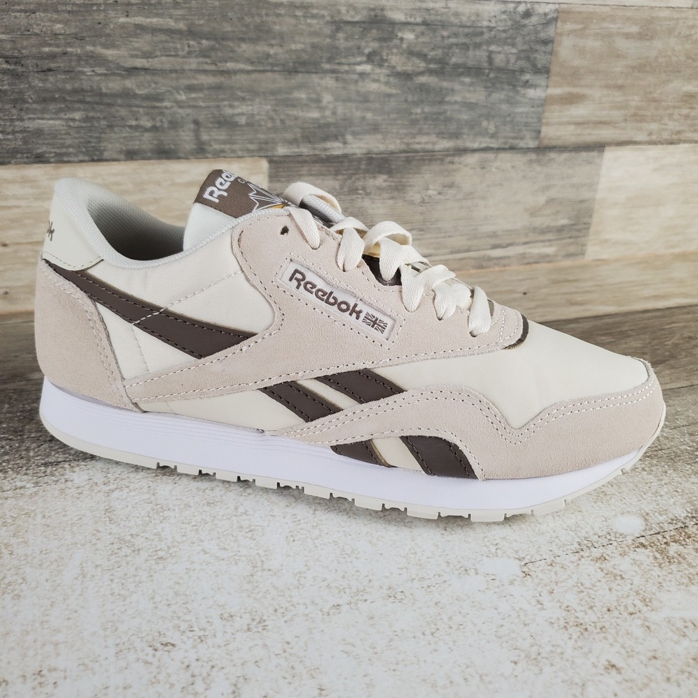 Reebok Classic Womens Shoes Sz 6.5 Bone Utility Brown White Lace Up Sneakers